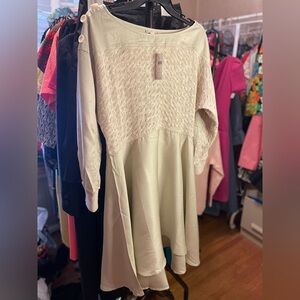 NWT Anthropologie Golden Cream Long-Sleeve Dress